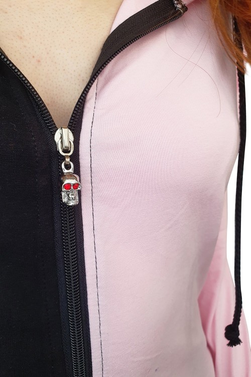 Half Yuri Top in Black x Pink - Banned