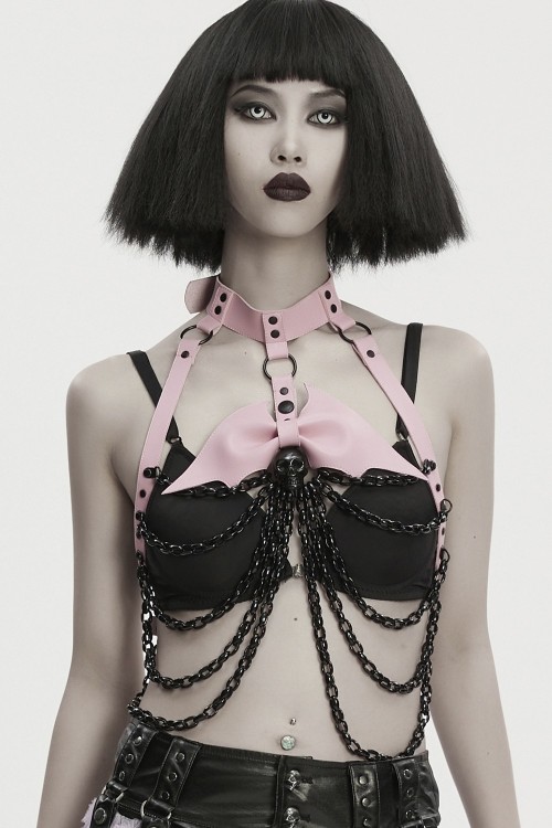 Bat Ribbon Harness in Pink - Punk Rave