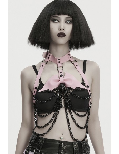 Bat Ribbon Harness in Pink - Punk Rave