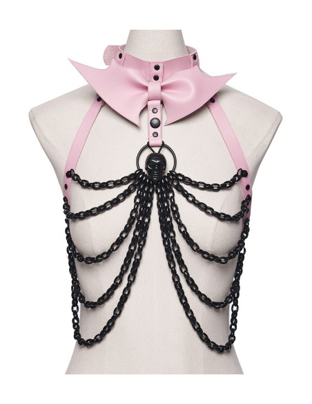 Bat Ribbon Harness in Pink - Punk Rave