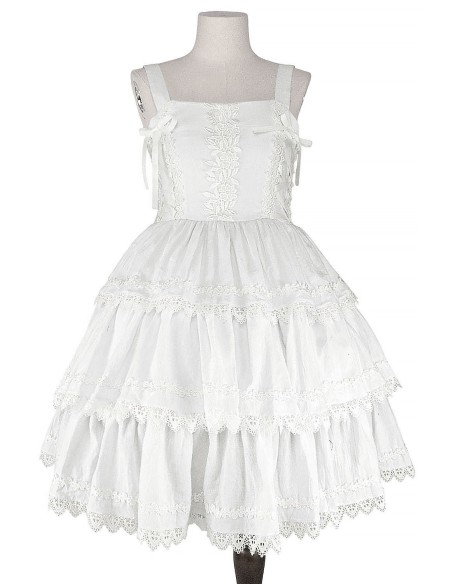 Lolita JSK Dress 3 Layer Cake - Heavenly White (Madame Chocolat Exclusive Colorway)