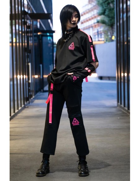 Oversized Uzurai T-shirt in Black x Fuchsia - ACDC Rag