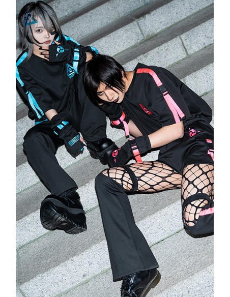 Camiseta Oversized Uzurai en Negro x Fucsia - ACDC Rag