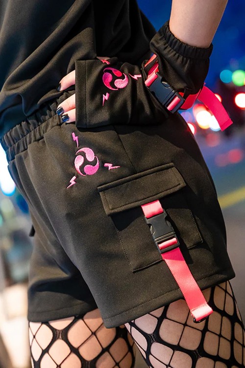 Uzurai Shorts in Black x Fuchsia - ACDC Rag