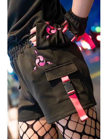 Uzurai Shorts in Black x Fuchsia - ACDC Rag