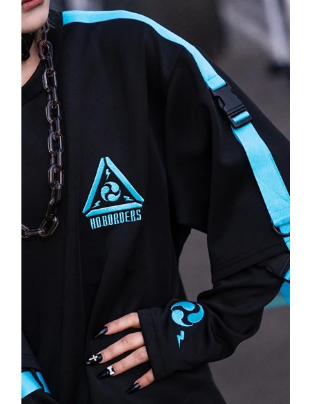 Oversized Uzurai T-Shirt in Black x Blue - ACDC Rag