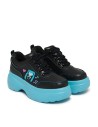 Diva Virtual Platform Sports Sneakers in Black x Turquoise - Hatsune Miku x Koi Footwear