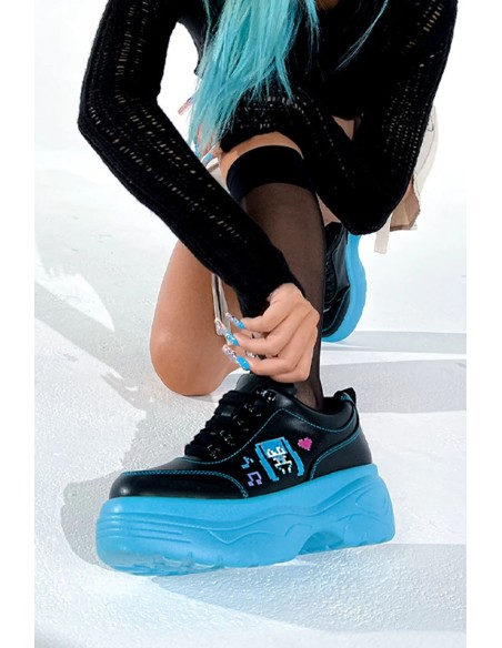 Bambas Deportivas con Plataforma Virtual Diva en Negro x Turquesa - Hatsune Miku x Koi Footwear