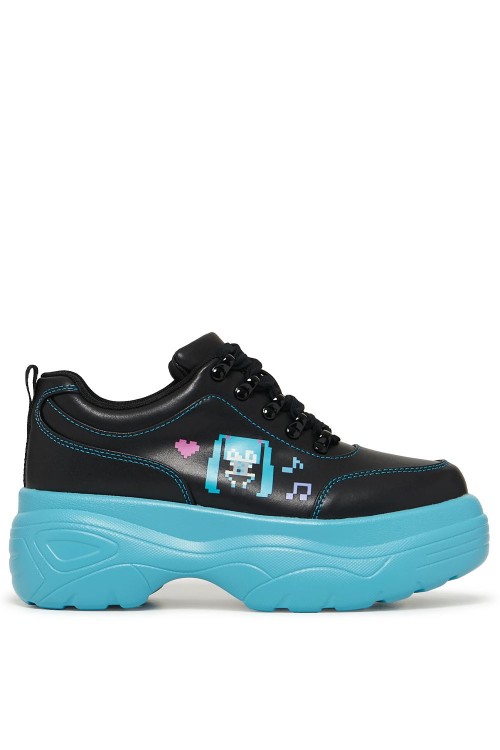 Bambas Deportivas con Plataforma Virtual Diva en Negro x Turquesa - Hatsune Miku x Koi Footwear