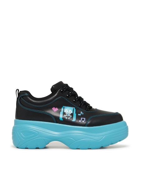 Bambas Deportivas con Plataforma Virtual Diva en Negro x Turquesa - Hatsune Miku x Koi Footwear