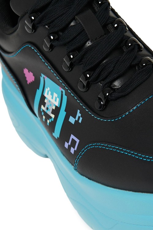 Diva Virtual Platform Sports Sneakers in Black x Turquoise - Hatsune Miku x Koi Footwear