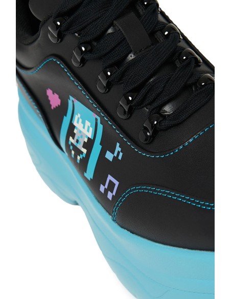 Diva Virtual Platform Sports Sneakers in Black x Turquoise - Hatsune Miku x Koi Footwear