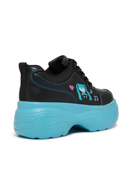 Diva Virtual Platform Sports Sneakers in Black x Turquoise - Hatsune Miku x Koi Footwear