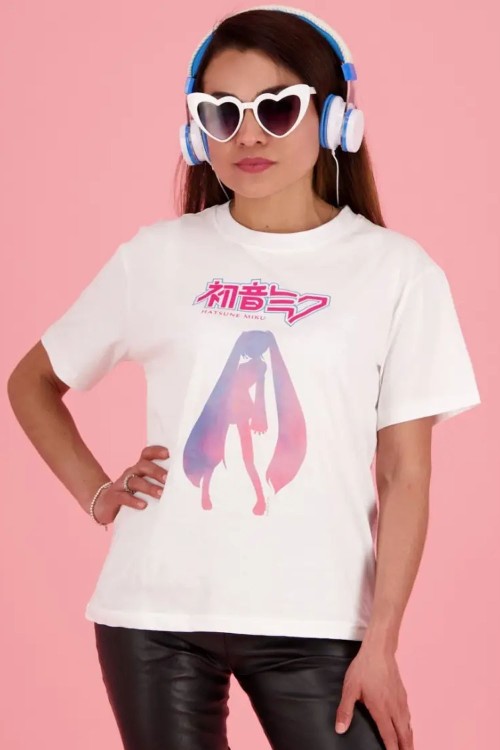 Camiseta Projection Hatsune Miku en Blanco