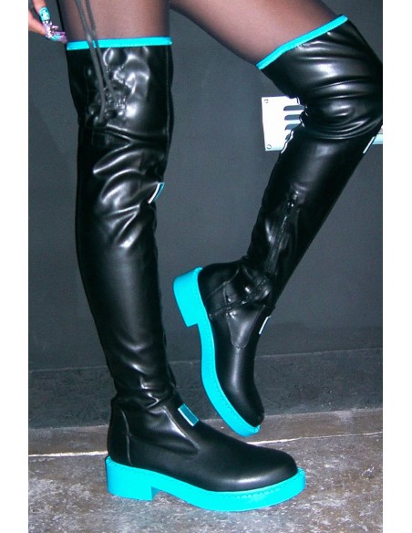 Botas Long Boots en Negro - Hatsune Miku x Koi Footwear