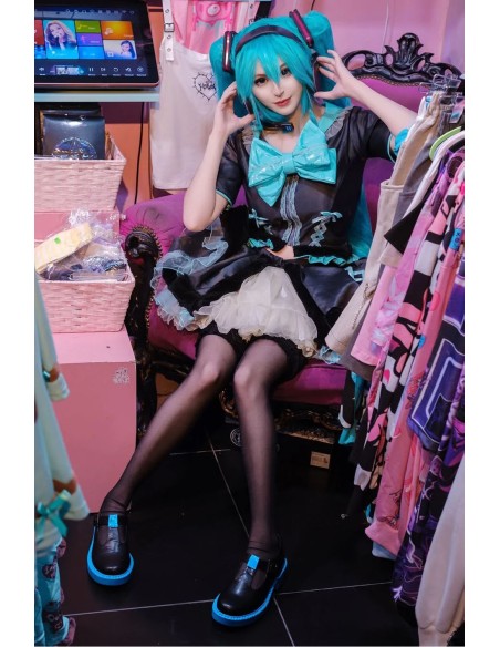 Mary Janes in Black x Turquoise - Hatsune Miku x Koi Footwear