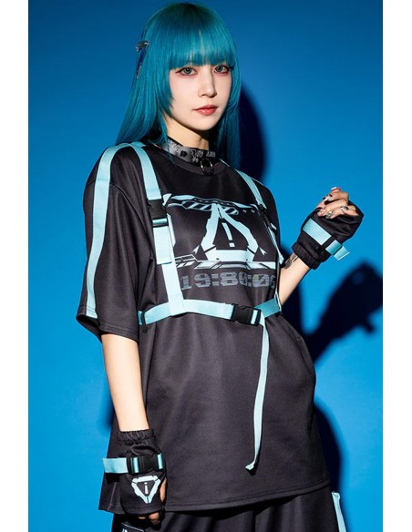 Oversized T-shirt Error Code in Black x Turquoise - ACDC Rag