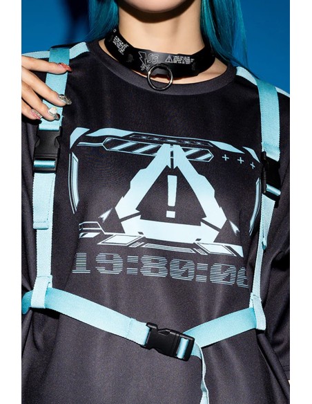 Oversized T-shirt Error Code in Black x Turquoise - ACDC Rag