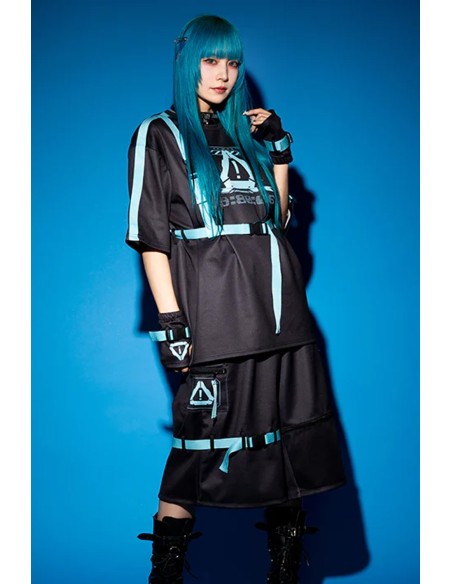 Oversized T-shirt Error Code in Black x Turquoise - ACDC Rag