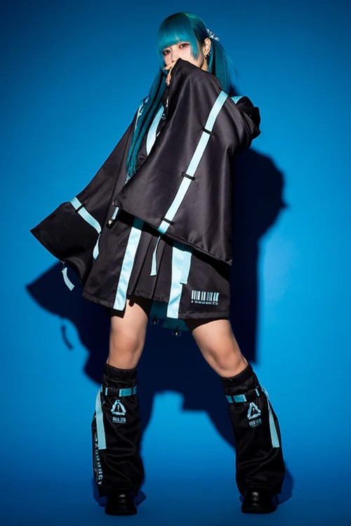 Chaqueta Haori Error Code en Negro x Turquesa - ACDC Rag