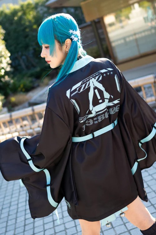 Chaqueta Haori Error Code en Negro x Turquesa - ACDC Rag