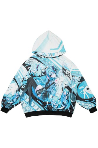 Sudadera Oversized Miku Forever en Negro x Turquesa  - Hatsune Miku x ACDC Rag 2