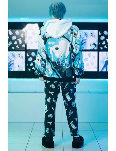 Miku Forever Oversized Sweatshirt in Black x Turquoise - Hatsune Miku x ACDC Rag