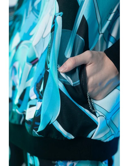 Miku Forever Oversized Sweatshirt in Black x Turquoise - Hatsune Miku x ACDC Rag