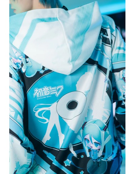 Miku Forever Oversized Sweatshirt in Black x Turquoise - Hatsune Miku x ACDC Rag