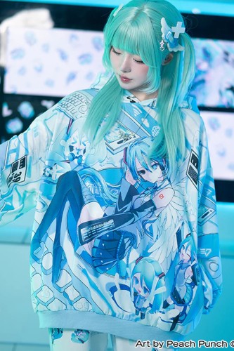 Sudadera Oversized Miku Forever en Blanco x Turquesa  - Hatsune Miku x ACDC Rag