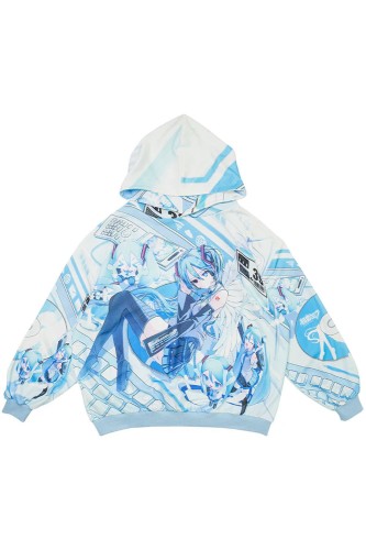 Miku Forever Oversized Sweatshirt in White x Turquoise - Hatsune Miku x ACDC Rag 2
