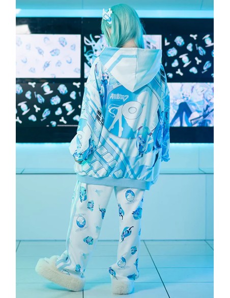 Miku Forever Oversized Sweatshirt in White x Turquoise - Hatsune Miku x ACDC Rag