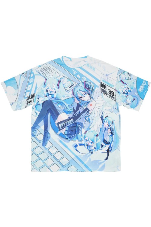 Camiseta Oversized Miku Forever en Blanco x Azul - Hatsune Miku x ACDC Rag