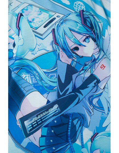 Oversized Miku Forever T-shirt in White x Blue - Hatsune Miku x ACDC Rag