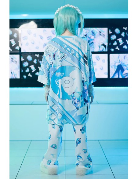 Camiseta Oversized Miku Forever en Blanco x Azul - Hatsune Miku x ACDC Rag