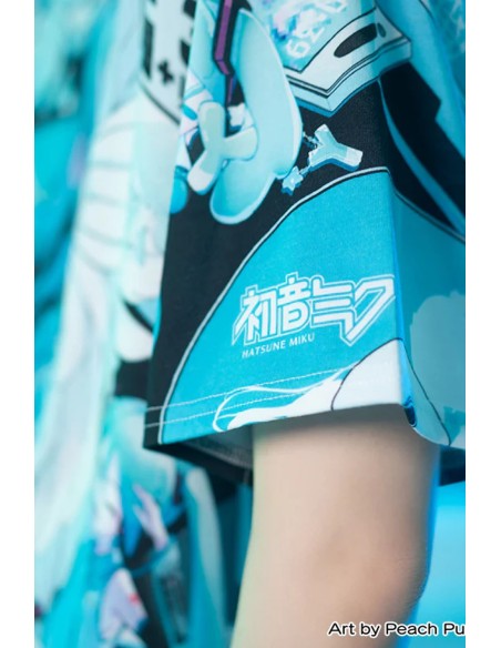 Miku Forever T-shirt in Black x Blue - Hatsune Miku x ACDC Rag