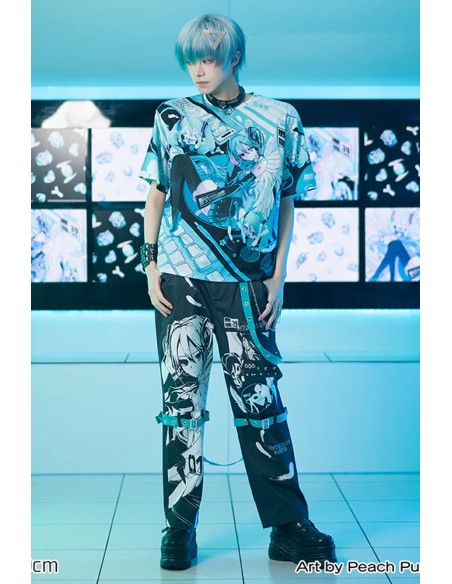 Miku Forever T-shirt in Black x Blue - Hatsune Miku x ACDC Rag