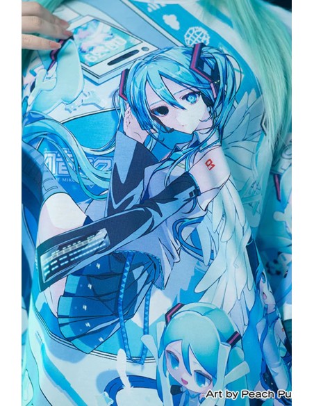 Camiseta Miku Forever en Blanco x Azul - Hatsune Miku x ACDC Rag