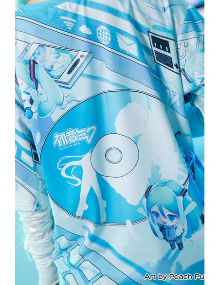 Miku Forever T-shirt in White x Blue - Hatsune Miku x ACDC Rag