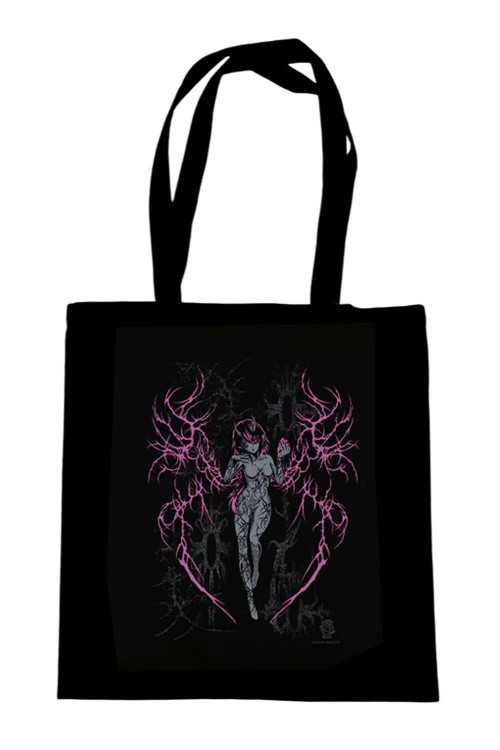 Shinzo Black Cotton Tote Bag - Pinku Kult