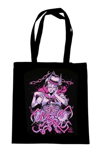 Vivisect Black Cotton Tote Bag - Pinku Kult