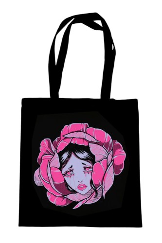 Melancholy Black Cotton Tote Bag - Pinku Kult