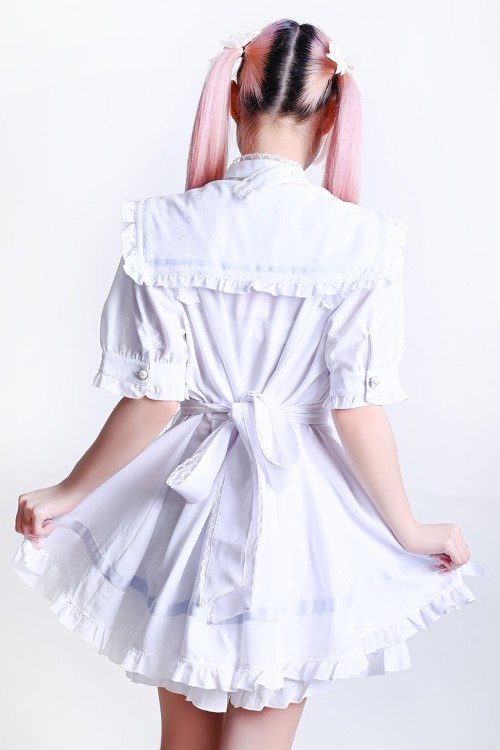 Romantic Prologue Jirai Kei Dress + Shorts + Choker Set in White - Jill Punk
