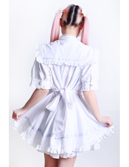 Set Vestido + Shorts + Gargantilla Romantic Prologue Jirai Kei Blanco - Jill Punk