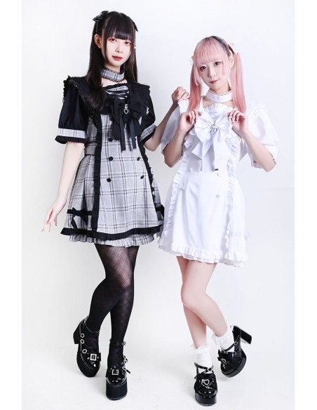 Set Vestido + Shorts + Gargantilla Romantic Prologue Jirai Kei Blanco - Jill Punk