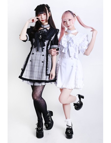 Romantic Prologue Jirai Kei Dress + Shorts + Choker Set in White - Jill Punk
