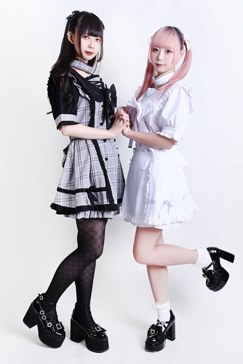 Set Vestido + Shorts + Gargantilla Romantic Prologue Jirai Kei Blanco - Jill Punk