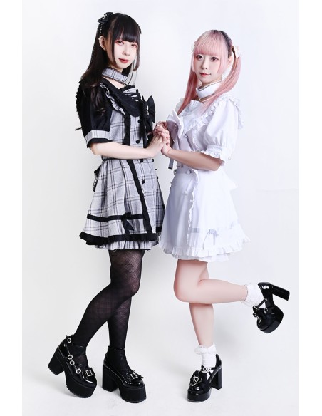 Romantic Prologue Jirai Kei Dress + Shorts + Choker Set in White - Jill Punk