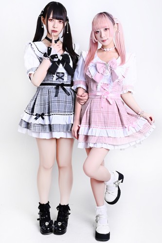 Vestido Underground Idol Jirai Kei Tartán Rosa - Jill Punk 2