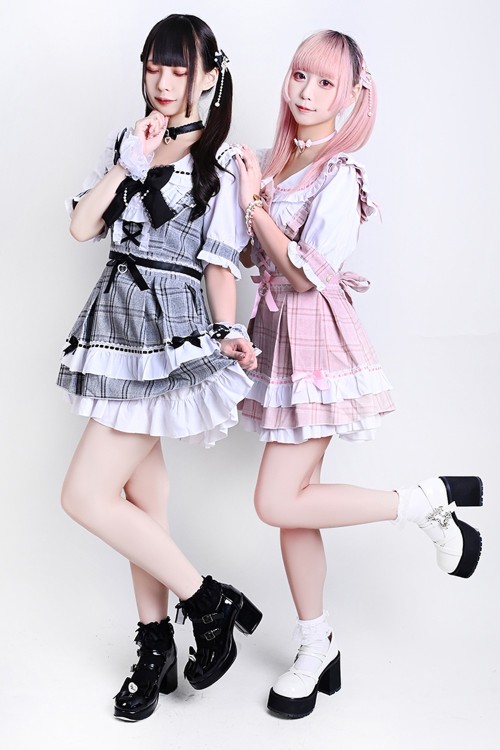 Underground Idol Jirai Kei Dress in Pink Tartan - Jill Punk